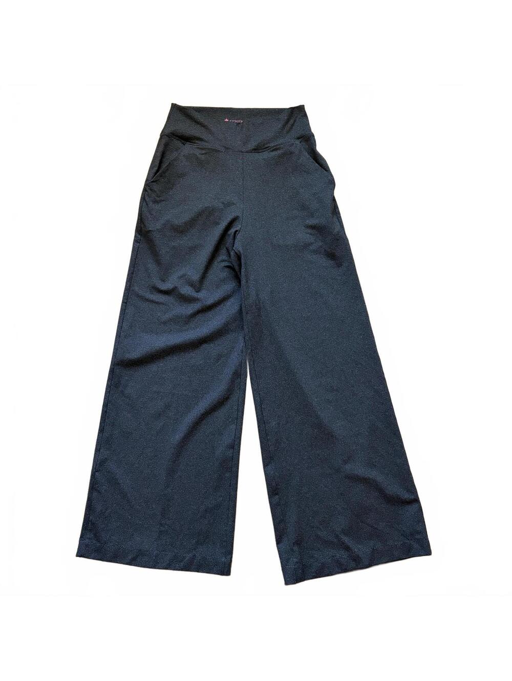 KiraGrace High Waist Wide Leg Yoga Pants Pockets Heather Gray Women's Size Small